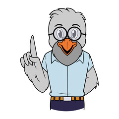 Cartoon Tech Nerd Bird Character
