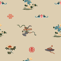 Traditional Chinese art vector seamless background