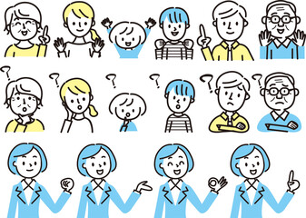 三世代家族と女性担当者のポーズ色々セット