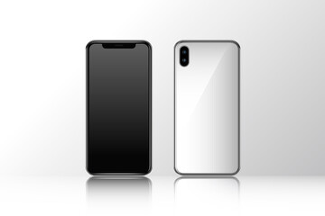Mobile phone mockup front and rear view vector