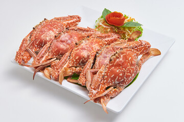 Steamed fresh crab. Fresh seafood, a popular dish in Thailand.