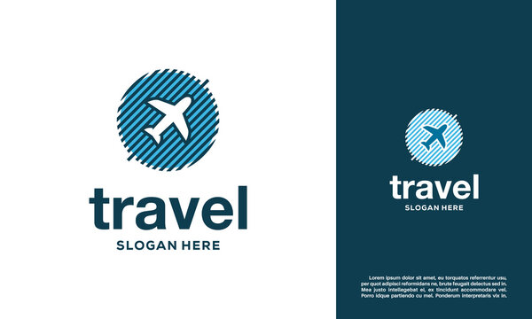Simple Travel logo designs vector, Circle Travel Plane logo designs Template