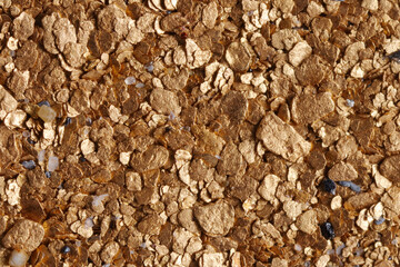 Macro photo of raw alluvial placer gold from British Columbia, Canada. Smaller raw gemstones,platinum and black sand commonly deposited with gold also shown.