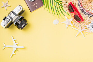 camera films, hat, airplane, starfish traveler tropical beach accessories