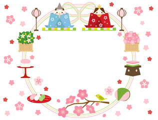 ひな祭り11　素材　セット　フレーム