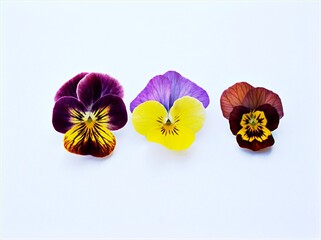 Colorful pansy flower isolated on white background ,macro image ,sweet color ,red blue purple violet yellow orange	