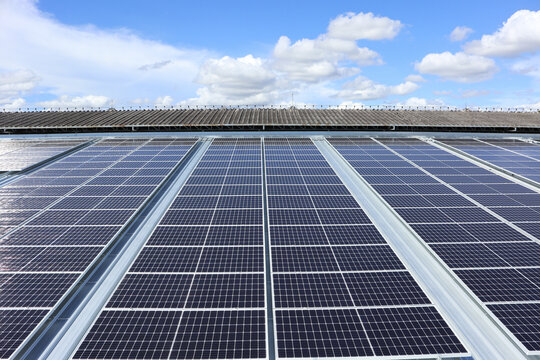 Solar Rooftop System Cloudy Sky Lookup View