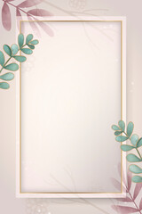 Golden rectangle leafy frame vector