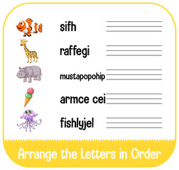 Arrange the letters in order with pictures