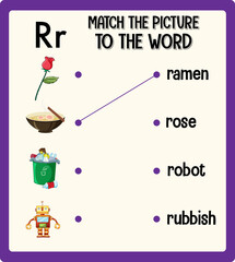 Match the picture to the word worksheet for children