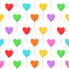 Plakat Heart Lollipops seamless pattern on white background.