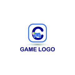 C initial letter with game console icon and pixel for gaming logo concept. game startup application