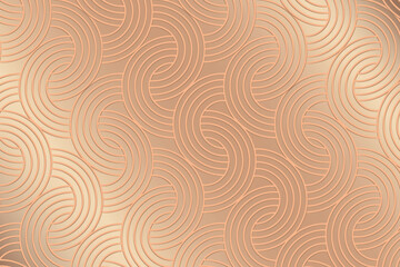 Seamless golden interlaced rounded arc patterned background vector