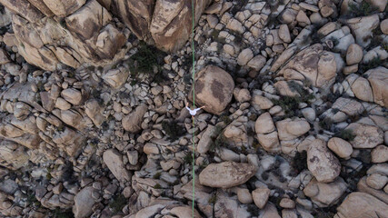 Aerial Drone High-Line Tight-Rope Joshua Tree