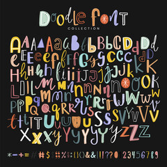 Alphabets, punctuations and numbers doodle typography vector set © Rawpixel.com