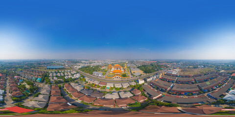 360 panorama by 180 degrees angle seamless panorama of aerial top view of National Fo Guang Shan...