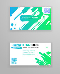 Creative color business card templates with minimalistic design. Abstract ink brush strokes.