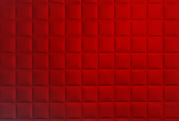red geometric wall with squares