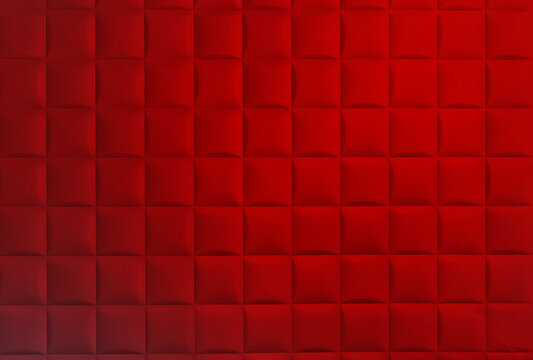 red geometric wall with squares