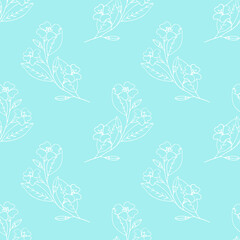 flower with leaves seamless pattern. wallpaper, textiles, wrapping paper. sketch hand drawn doodle style. vector minimalism. spring, summer, plant, floral background.