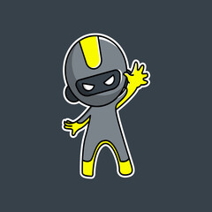 Illustration Vector Graphic Cute Robot Ninja Mascot Character