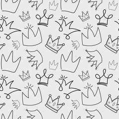 Seamless QUEEN, KING, vector illustration.