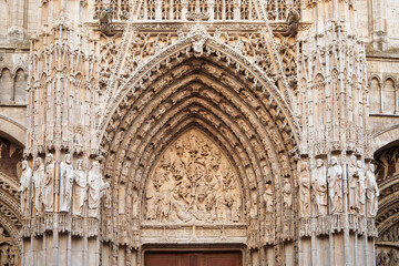 Tympanum of central portal of Rouen Cathedral