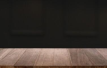Empty wooden table in front of abstract blurred background of coffee shop . can be used for display or montage your products.Mock up for display of product