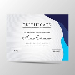 elegant blue and white diploma certificate template. Use for print, certificate, diploma, graduation	