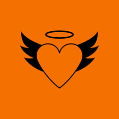 Valentine Heart With Wings And Halo Icon