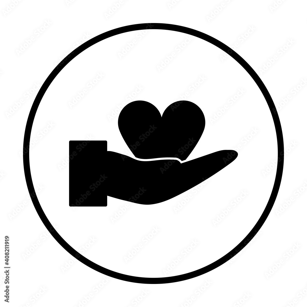 Poster hand present heart ring icon