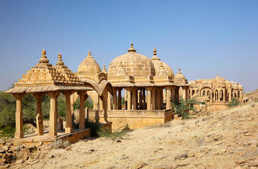 Photo of Hindu tomb mausoleum or Bada Bagh cenotaphs in Rajastan. India.