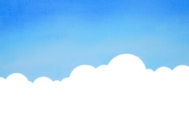 青空と雲（背景は水彩タッチ）

