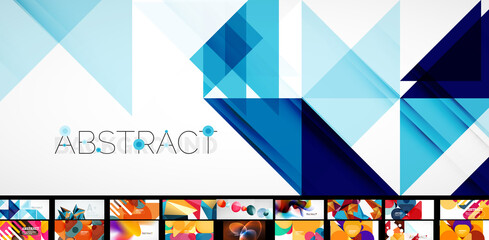 Mega collection of vector geometric abstract wallpaper design templates for business or technology presentations, internet posters or web brochure covers