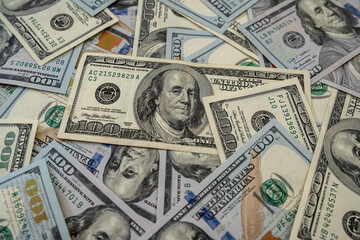 pile of usa dollars as background for design