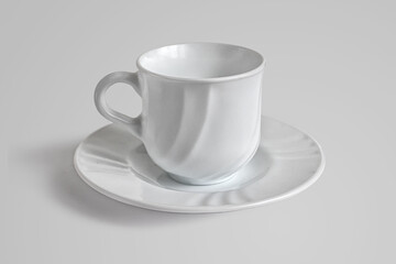 Coffee cup and saucer made of white porcelain