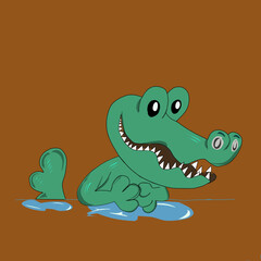 cartoon crocodile with a smile, ilustration character animals on vector.