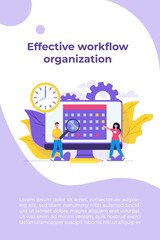 Fototapeta na wymiar Effective workflow organization, teamwork process, deadlines respect, efficient workday concept. Vector illustration.