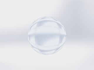 Realistic 3D glass sphere ball on RGB light background. Universal color, 3D illustration.