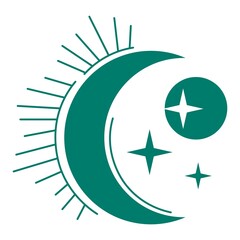 Magic crescent moon with stars and glowing vector