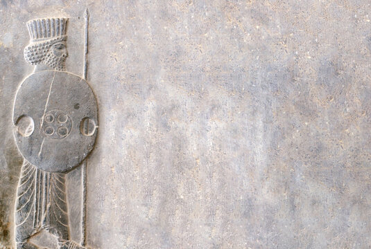 Bas-relief with assyrian warrior, Persepolis, Iran