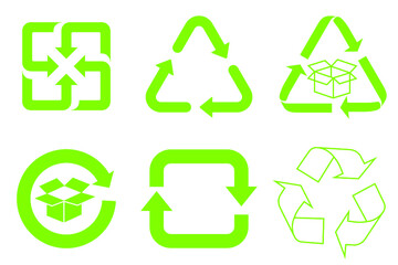 Recycle round vector icon set isolated on white background