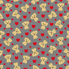 Seamless pattern with cute cartoon dog. Vector illustration.