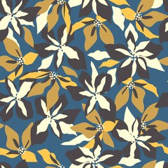 Floral Seamless Pattern with Cute Simple Flowers for Wedding, Anniversary, Birthday and Party. Floral Design for Banner, Poster, Card, Print, Invitation, Scrapbook. Vector EPS 10