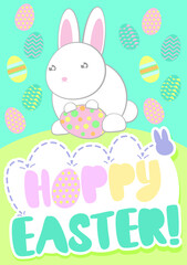 Happy Easter Cute Bunny Rabbit Egg