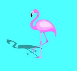 Cute Elegant Pink Flamingo Summer Icon Texture Graphics Background Illustration Vector 