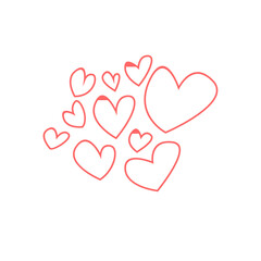 red heart on white background. valentine doodle background
