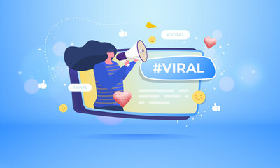 A woman talks about a viral topic on social media concept