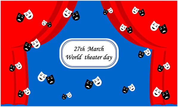 Theater Stage With Masks Celebrating World Theater Day