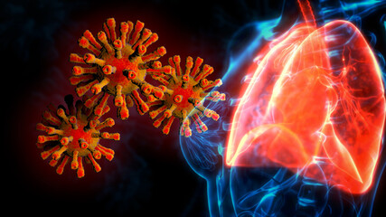 lungs pain of covid, cg medicine 3d illustration